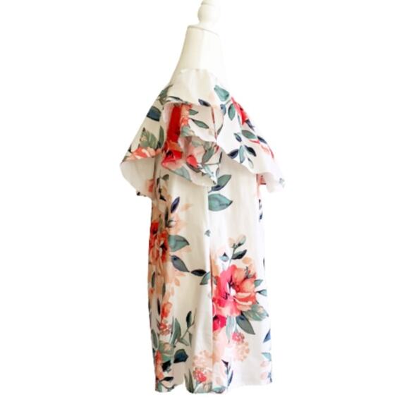 Adrienne Dress Tropical Floral On Off Shoulder Ruffle Neckline Sleeveless Small - Picture 5 of 15